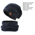 thumbnail image 4 of D-GROEE 2Pcs/Set Winter Ribbed Edge Beanie Hat Scarf Set Woolen Yarn Warm Knit Skull Cap and Scarf for Men Women, 4 of 8