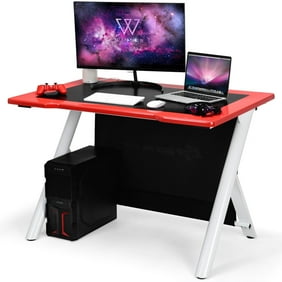 Carnegie Computer Gaming Desk Black Natural Walmart Com