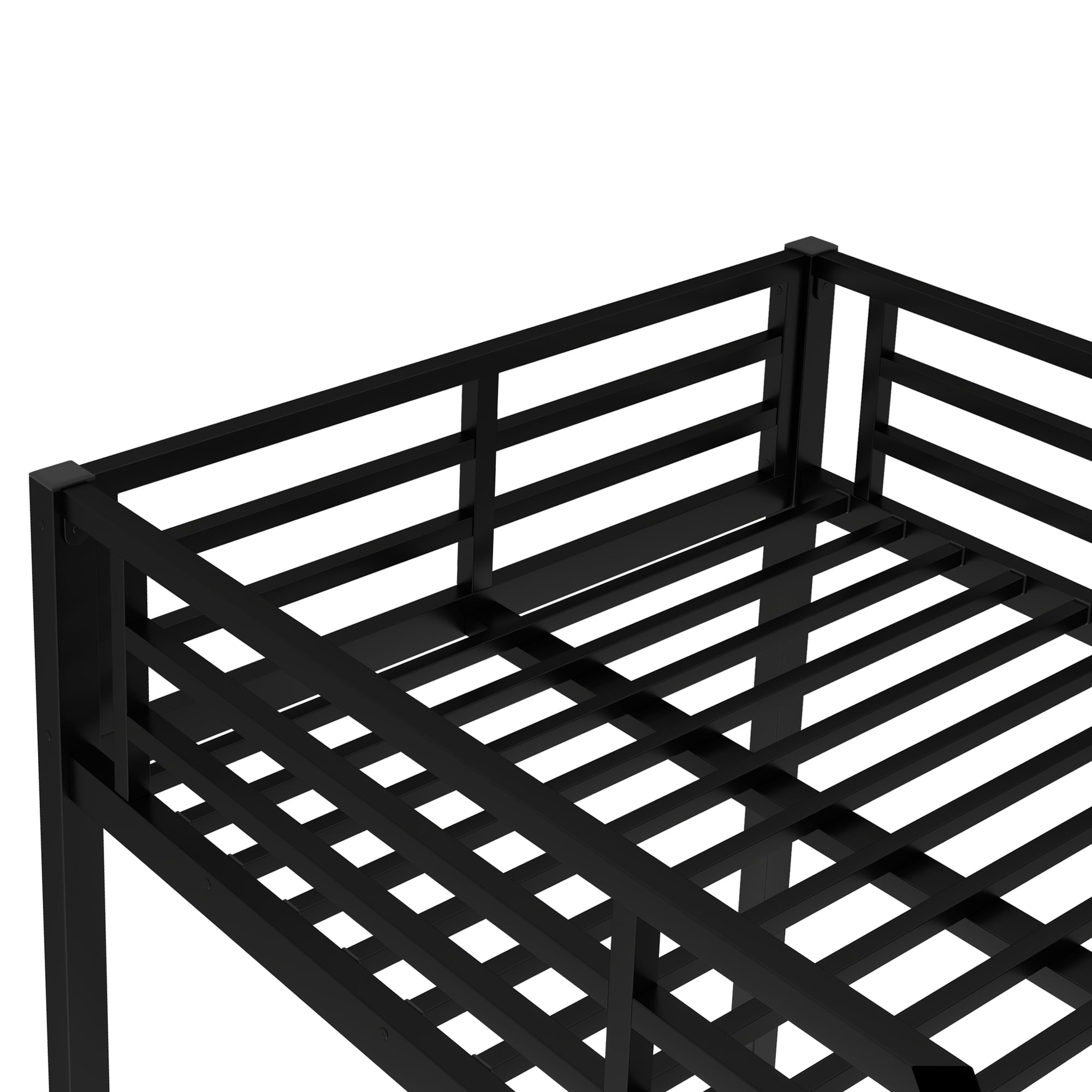 Leumius Twin over Full Bunk Bed for Teens and Adults,Heavy Duty Metal Bed Frame with 2 Side Ladders,Space-Saving/Noise Reduced/No Box Spring Needed,Black