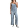 thumbnail image 2 of INSPIRE CHIC Women's Casual Denim Jumpsuit Adjustable Strap Wide Leg Pants Overalls XS Light Blue, 2 of 6
