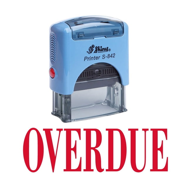OVERDUE Self Inking Rubber Stamp Custom Shiny Office Stationary Stamp