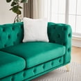 thumbnail image 5 of 82.5" Deluxe Velvet Sofa with Chesterfield Tufted Buttons, Modern Comfy Couch with 2 Pillows and Metal Feet, 3-Seat Luxury Sofa for Living Room, Green, 5 of 9