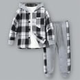 thumbnail image 2 of Godom 3T Boys Clothes Fall Winter Outfit Plaid Long Sleeve Button Down Top Hoodie and Pants Suits,Black, 2 of 7