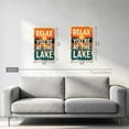 thumbnail image 2 of Lakeside leisure wall mural in canvas frame, "Relax by the Lake" poster, sunset lake view background painting, cozy lakeside cottage home decoration painting, 2 of 10