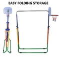 thumbnail image 4 of Kids Playground Jungle Gym Gymnastic Bar Swing Climber Full Set Horizontal Bar Kip Bar - Children Exercsie Training Folding Monkey Bar Climb Tower w Deluxe Swing Set, Trapeze Rings, Basketball Hoop, 4 of 8