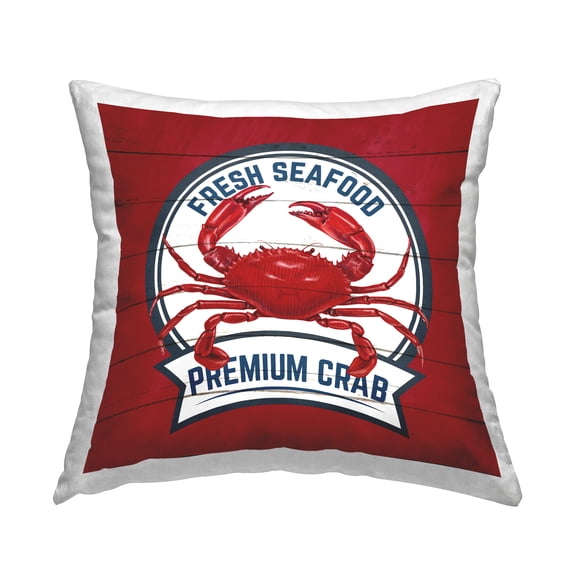 Stupell Industries Nautical Fresh Seafood Crab Square Decorative Printed Throw Pillow, 18 x 18