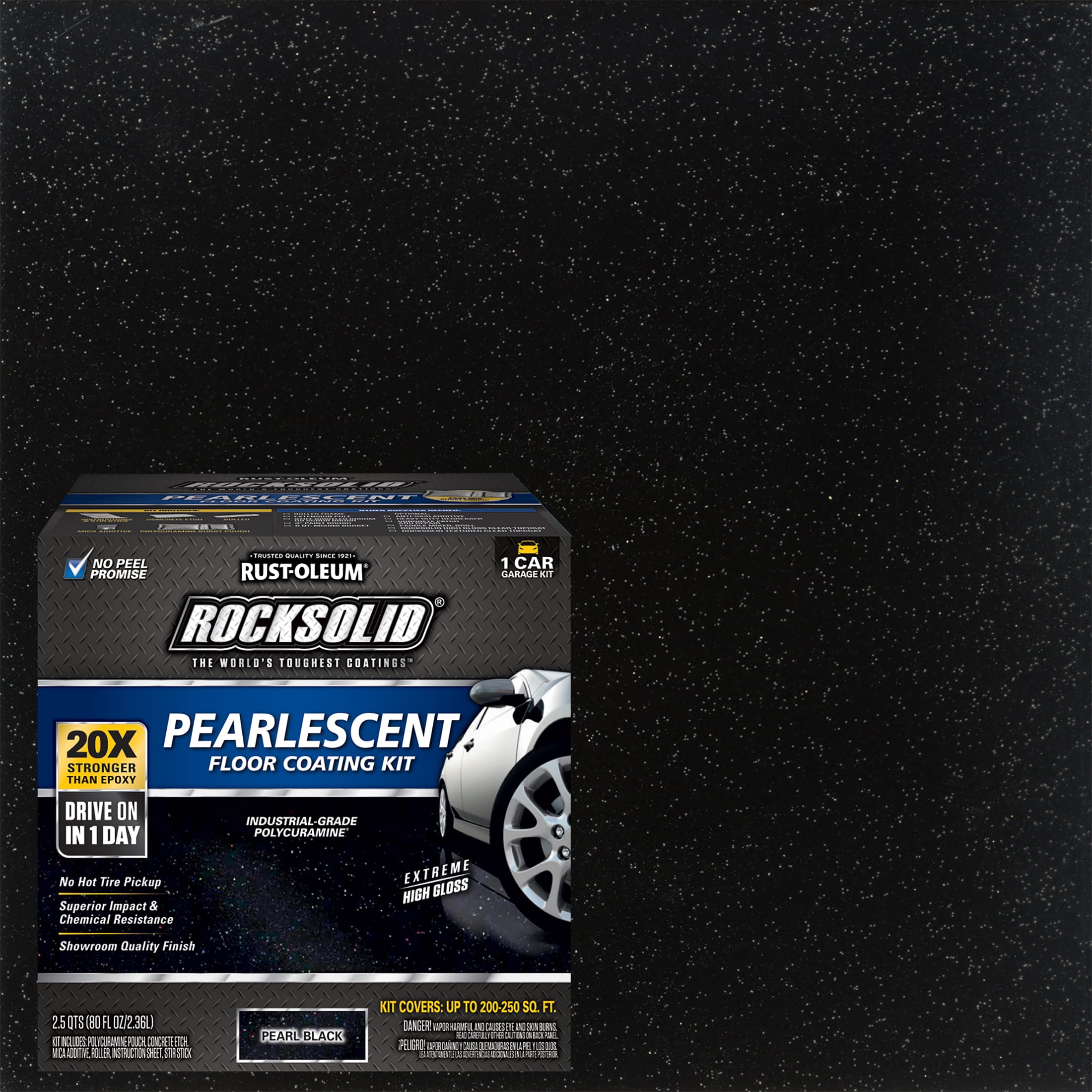 Pearl Black, RockSolid Pearlescent 1 Car Garage Floor Coating Kit
