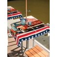 thumbnail image 2 of Outdoor Tablecloth with Umbrella Hole for Patio/Picnic/Party/Camping, Vintage Truck 4th of July Waterproof Table Cloth Square Cover Washable, Blue Star Red Striped (54"x 54"), 2 of 9