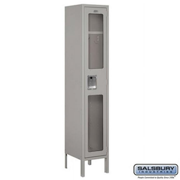 Salsbury S-61152GY-A 1 x 5 x 12 in. Single Tier See Through Metal Locker, Gray - Assembled