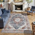 thumbnail image 3 of Boho Vintage Round Rug ft- Faux Wool Dreely Washable Area Rug Small Distressed Throw Rugs Floor Carpet for Door Mat Entryway Bedrooms Laundry (Round - ; Diameter Border ), 3 of 7
