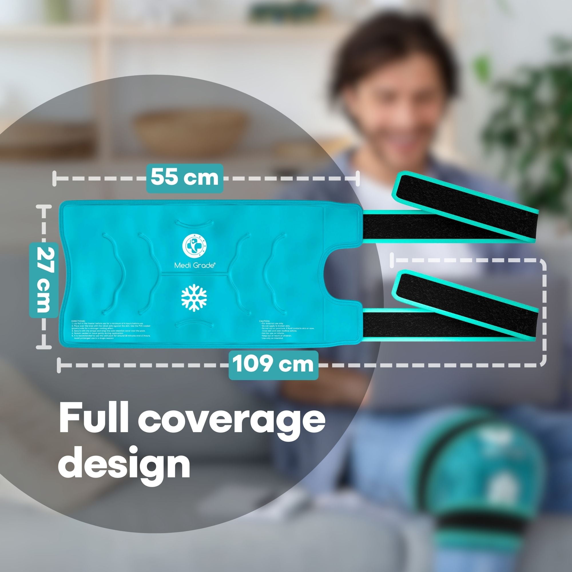 Medi Grade Knee Ice Gel Pack - Reusable Ice Pack for Injuries and Surgery Recovery - Dual-Fabric Knee Ice Pack Wrap with Cold-Retention Wrap