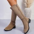 thumbnail image 5 of Yeahitch Women Boots Mid Calf Zippers Boots for Women Round Toe Chunky Heel Warm Comfortable Tall Boots, 5 of 6