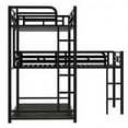 thumbnail image 4 of Twin Over Twin Over Twin Metal Triple Bed, L-Shaped Metal 3 Beds Frame with Ladder and Full-Length Guardrails, Twin Loft Bunk Bed for Boys Girls Bedroom, Black, 4 of 7