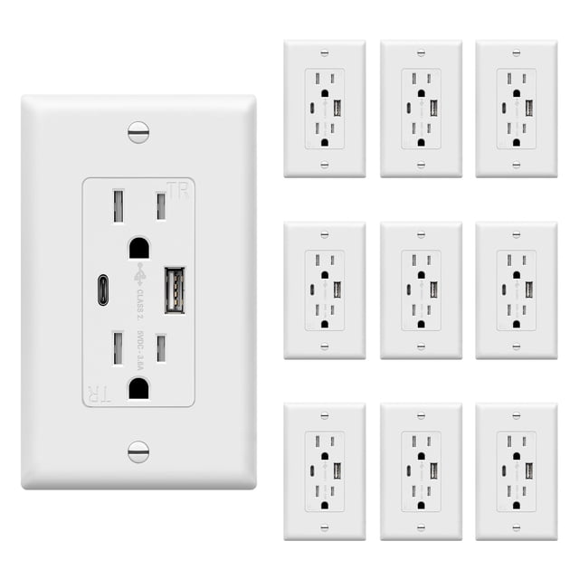 Salida USB TOPGREENER TU21536AC-W tipo C 15 A con puertos USB x10