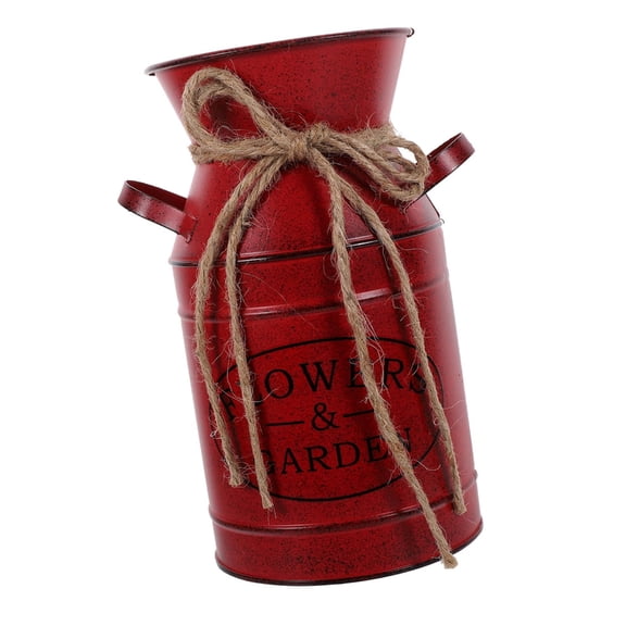 Tizuqe Antique Milk Can Flower Vases Farmhouse Decors Shabby Chic Galvanized Iron Storage Jugs For Homes Kitchen Bathroom