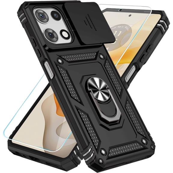 HCTian Phone Case for Motorola Moto G 2025 Case with HD Screen Protector & Slide Camera Cover & Kickstand, [Military-Grade] Phone Case for Moto G 2025