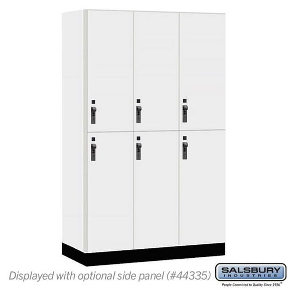 Salsbury Industries 15-42361AW 15 in. Wide Premier Wood Locker - Double Tier - 3 Wide - 6 ft. High - 21 in. Deep - Arctic White - Hasp