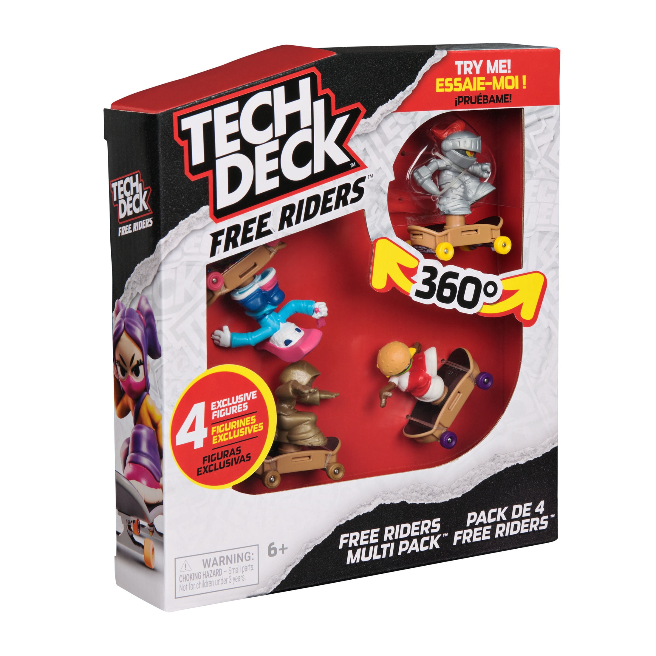 Tech Deck Free Riders 4-Pack Fingerboard and Fidget Toy Set for Kids 6 and up