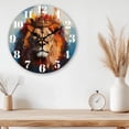 thumbnail image 4 of 12inch Lion Wall Clock Battery Operated Silent Non Ticking Round Decorative Clock for Office Home Living Room Bedroom Bathroom Kitchen Decor Lion, 4 of 8