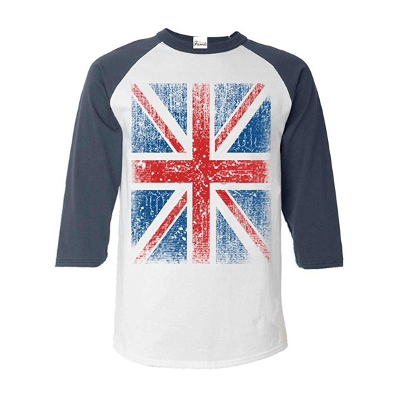 Mens Raglan Sleeve Baseball T-Shirts - Union Jack British Flag