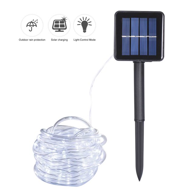 Luz de cadena de tubo solar de ahorro de energía 12M 100 Cuenta de lámpara 8 funciones Tubo Abanopi Cadena de luz