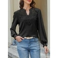 thumbnail image 6 of Corabera Womens Fall Tops V Neck Lace Long Sleeve Shirts Flowy Chiffon Blouses for Women Black L, 6 of 8
