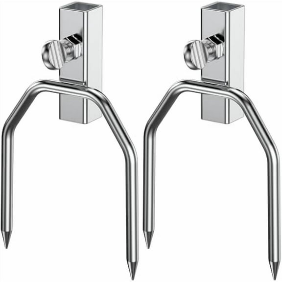 Onlyfire 6104 Chromed Heavy Duty BBQ Rotisserie Meat Fork (1 Pair), Only Fits 5/16" Square Rotisserie Spit Rods