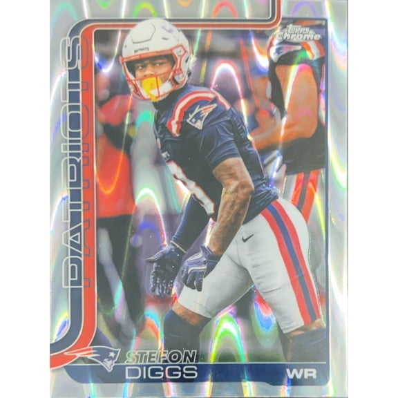 2025 Topps Chrome Prizm Stefon Diggs #205 Football Card New England Patriots New England Patriots NFL Football Trading Card