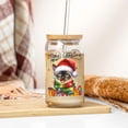 thumbnail image 3 of Merry Christmas Santa Siamese Scarf Twinkling Lights Xmas Holiday 16oz Glass Cup Mug Cat Lover Kitten Owner Gifts Glass Can with Bamboo Lid and Straw - 00022, 3 of 5