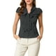 thumbnail image 5 of Blusa de mujer INSPIRE CHIC con lunares, cuello con lazo, mangas acampanadas, top para usar en el trabajo, talla XS, color negro, 5 of 8