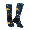 Goofa Space Cartoon Printed Men's Crew Socks, Soft Durable Breathable