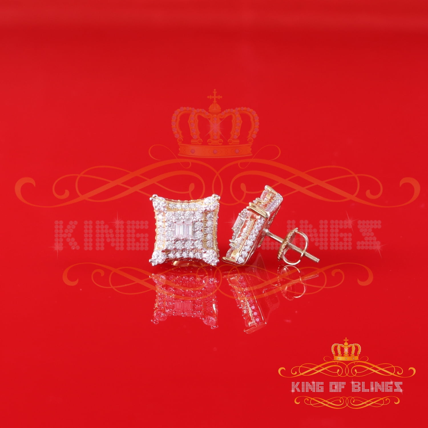 King of Bling's Men's/Womens 925 Silver Yellow 0.50 ct VVS 'D' Moissanite Round Stud Earrings