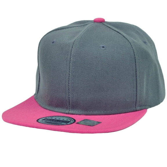 Gray Pink Blank Plain Solid Snapback Flat Bill Hat Cap Headlines Adjustable