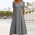thumbnail image 2 of Robes de Printemps pour Femmes Décontractées Manches 3/4 Longue Robe Évasée Basique Plage Vacances Travail Maxi Robe 2025, 2 of 5