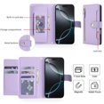 thumbnail image 2 of For IPhone 16 Pro Max 6.9-inch RFID Blocking Protective Purse Wallet Case For Women Men Multi-Card Slots Zipper Pocket Detachable Shoulder Strap And Wrist Strap,Shockproof Phone Case,Purple, 2 of 8