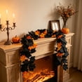 thumbnail image 6 of Kdkad Halloween Black Maple Leaf Vines, Artificial Fall Garland, Flexible Foliage Hanging Vines, Halloween Decorations for Porch, Fireplace, Railing, Table, Halloween Party Decor, 69In, 6 of 7