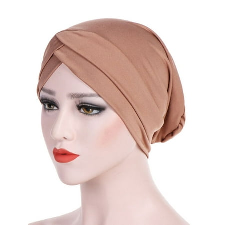 Womens Muslim Bonnet Cancer Chemo Beanie Caps Islamic Hijab Pleated Turban