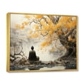 thumbnail image 2 of Designart "Enlightened Path Grey and Yellow Buddhism II" Spiritual Floater Framed Wall Art Living Room, 2 of 7