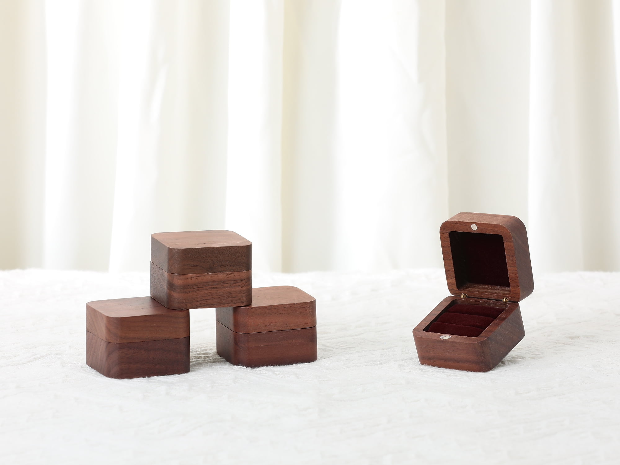 Unique Bargains Wood Ring Box Jewelry Storage for Proposal Black