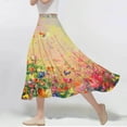 thumbnail image 2 of SMihono Maxi Skirts for Women Floral Printed High Elastic Waist A Line Long Skirt Casual Beach Leisure Resort Lounge Vacation Yellow 6, 2 of 7