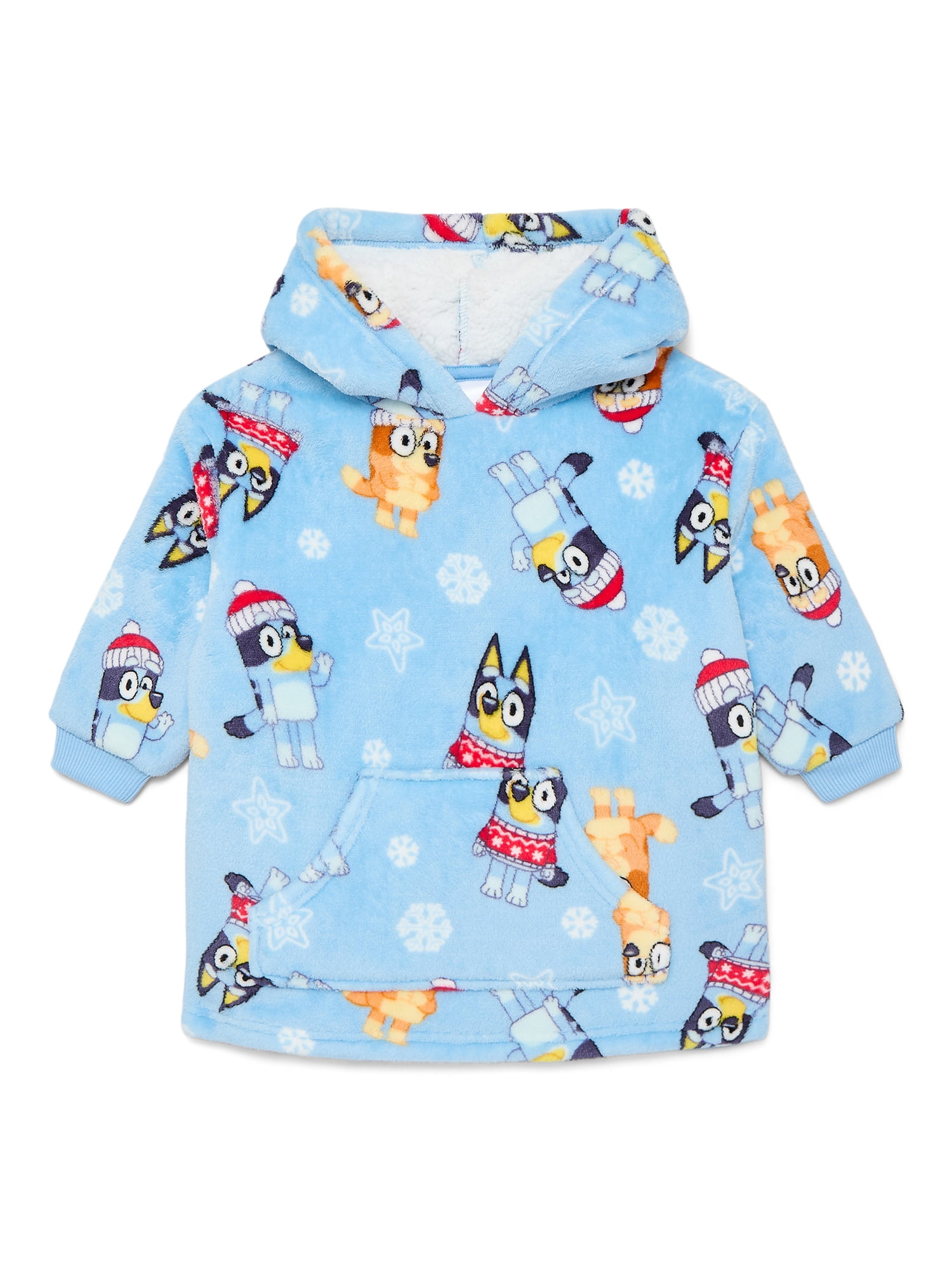 Bluey Toddler Boys Cozy Hoodie with Faux Shearling Lining, Sizes 12M-5T