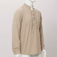 thumbnail image 4 of BLESSUME Mens Henley Medieval Pirate Shirt Adjustable Sleeves Lace-Up V neck T Shirt Medieval Tops, 4 of 8