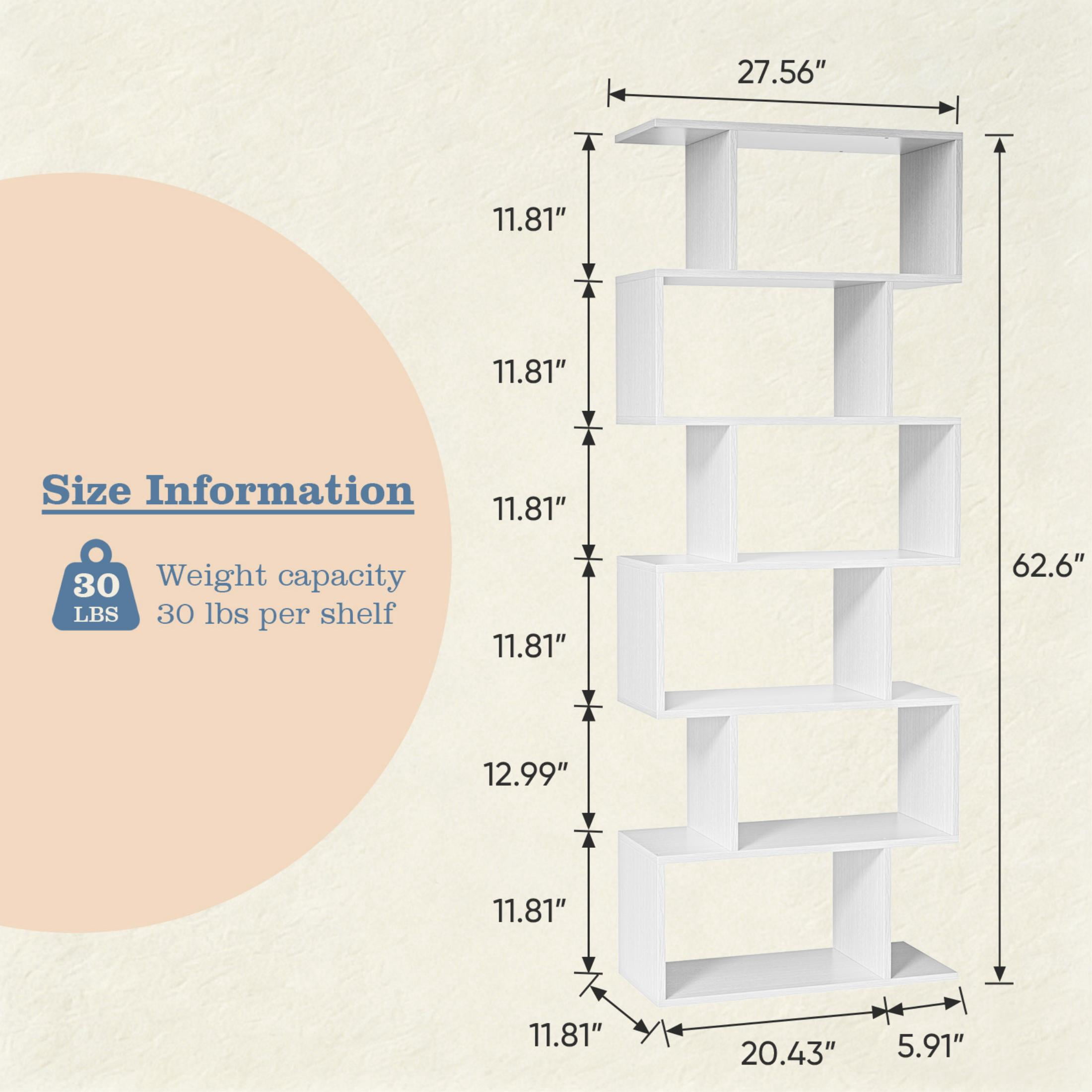 EDX 63" 5-Tier Bookshelf Organizer for Home Office, Stylish Display Storage Shelf Stand, White