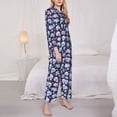 thumbnail image 3 of Pofeuu Blue Skull Flower Print Womens Pajamas Set Long Sleeve Sleepwear Button Down Nightwear Soft Pj Lounge Sets Button Down Pajamas Women-X-Large, 3 of 7