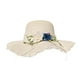 thumbnail image 1 of Sombreros de paja para mujer, informales, transpirables, con ala ondulada, portátiles para viajes cortos. Blanco, 1 of 9
