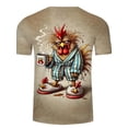 thumbnail image 5 of Men's 3D Rooster Morning Coffee Theme Printed T-Shirt, Soft Polyester Summer Crew Neck T-Shirt Tangent Suitable for Daily Casual Vacation Travel, 5 of 6