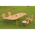 thumbnail image 5 of Grade-A Teak Dining Set: 4 Seater 5 Pc: 118" Oval Table And 4 Leveb Stacking Arm Chairs Outdoor Patio WholesaleTeak #51LV2605, 5 of 6