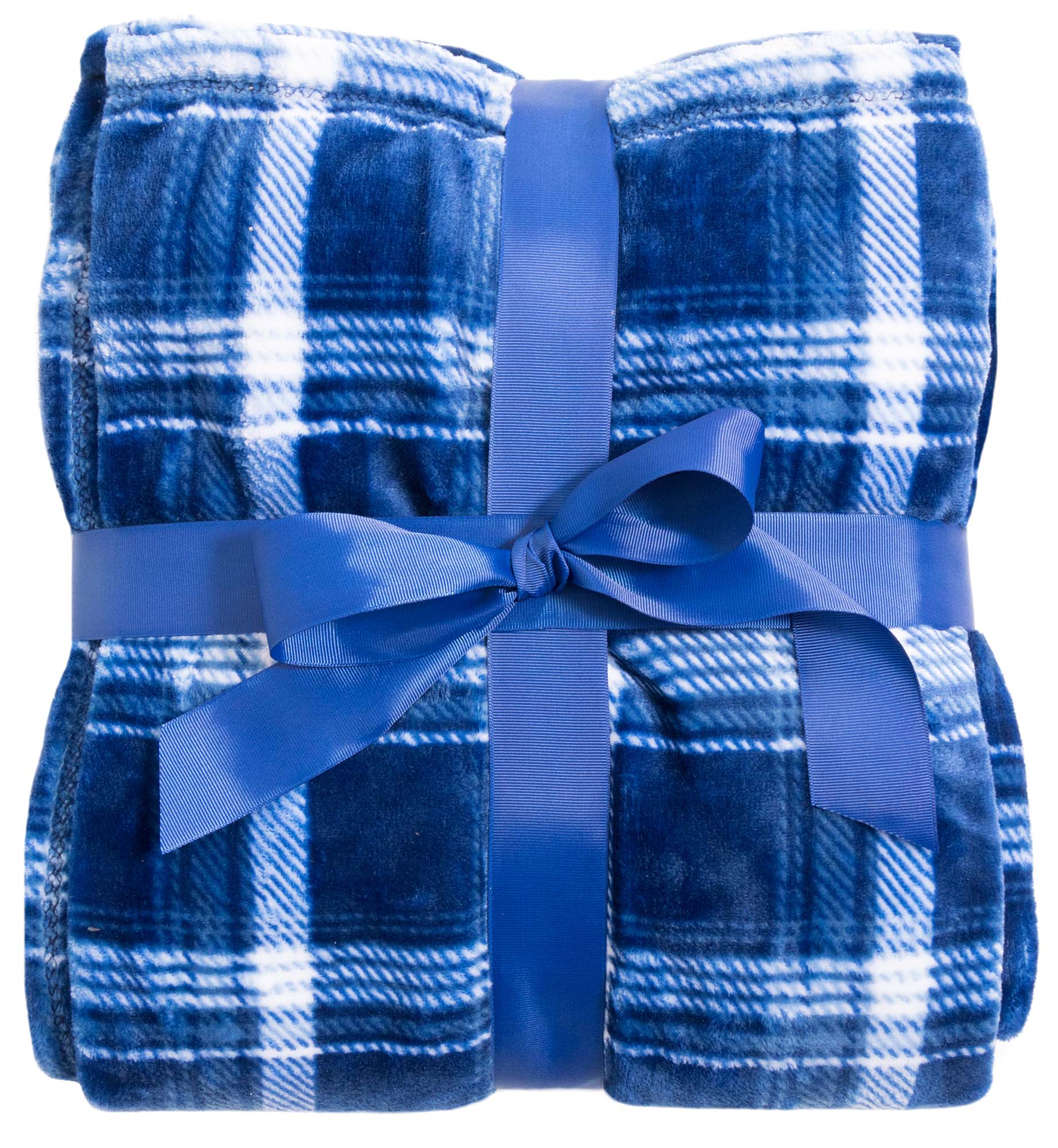 All Season Fleece Lined Plaid Blanket Throw/Couch Blanket, Navy_plaid