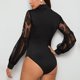thumbnail image 4 of Body con cuello de tortuga para mujer, Body para mujer con empalme de encaje, Body de manga larga de malla para mujer, Body para mujer con claridad notable, 4 of 6