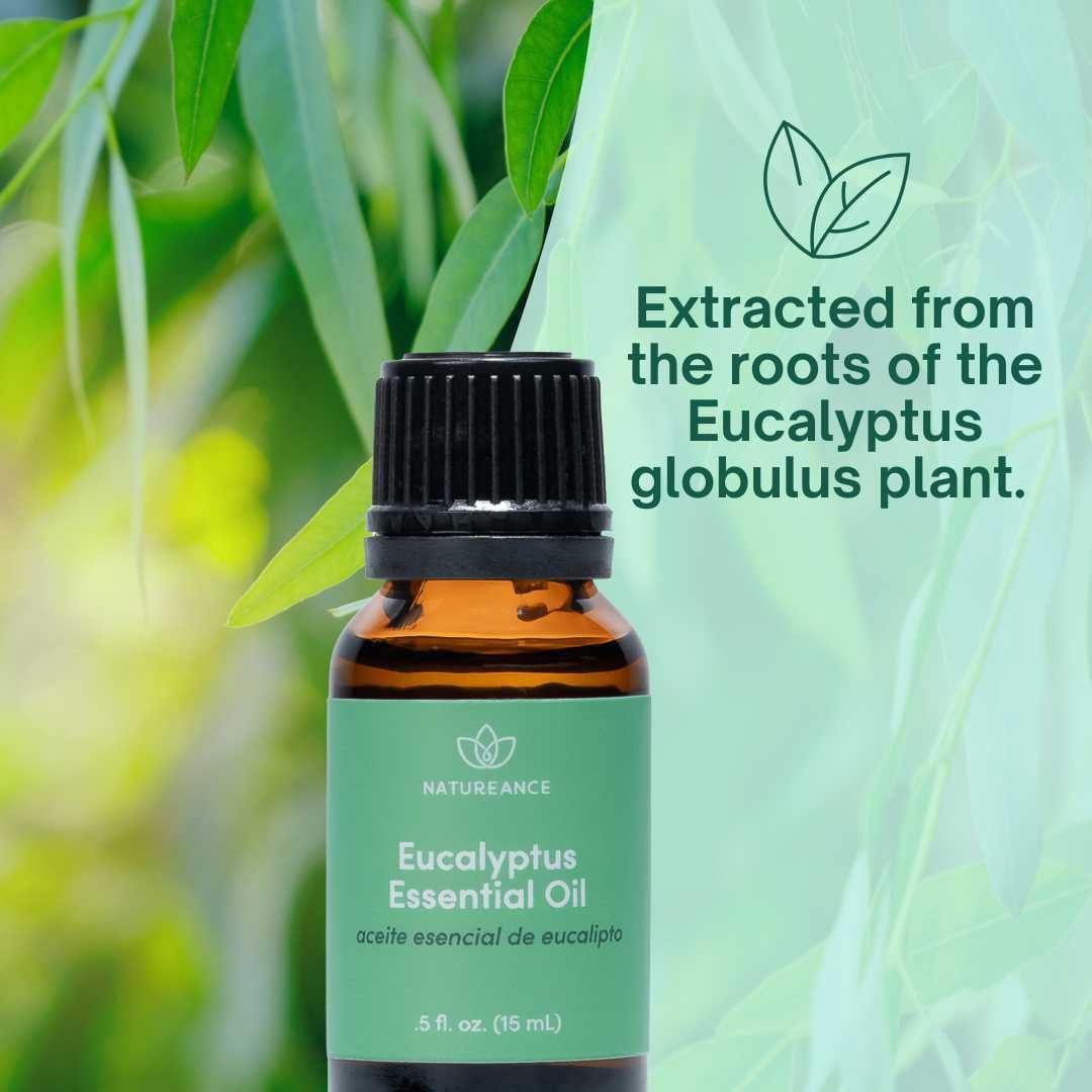 Natureance Eucalyptus Essential Oil (0.5 oz) - 100% Pure and Natural, Therapeutic Grade Essential Oil